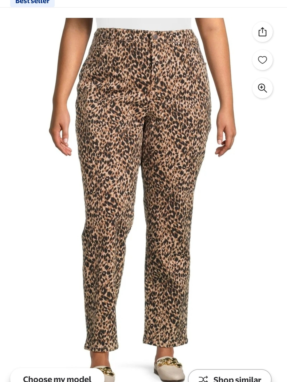 Terra & Sky Leopard Print Straight Leg Pants - Tan & Black 20W P